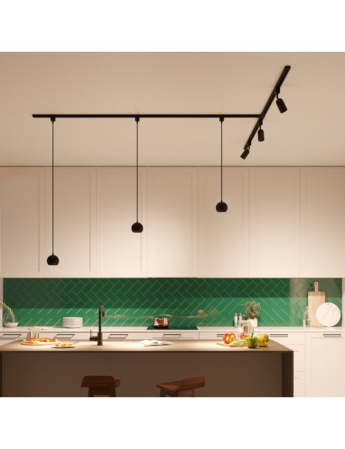 Lámpara easylink de techo, suspendida, colby gu10, negra, ø100 x 1360 mm