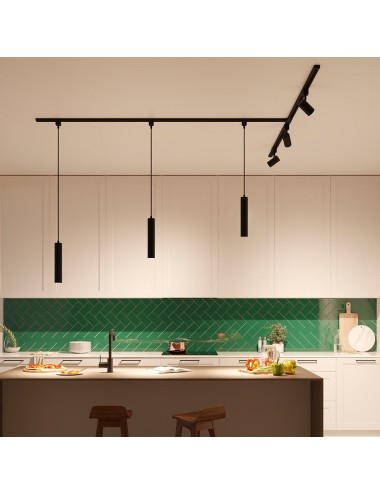 Lámpara de techo suspendida easylink, paxie gu10, negra, ø60 x 1550 mm