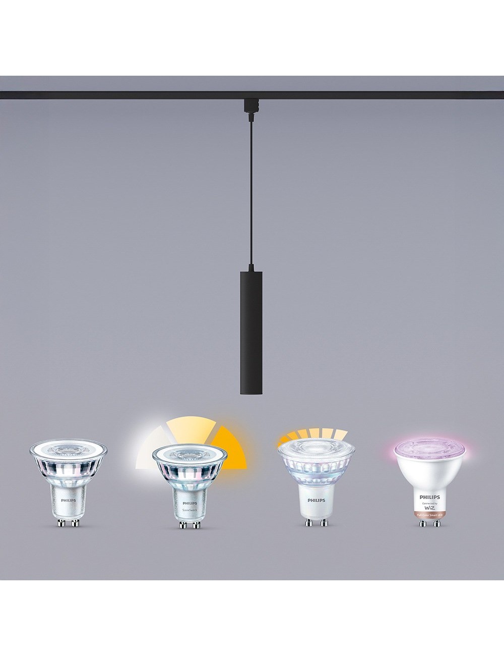 Lámpara de techo suspendida easylink, paxie gu10, negra, ø60 x 1550 mm