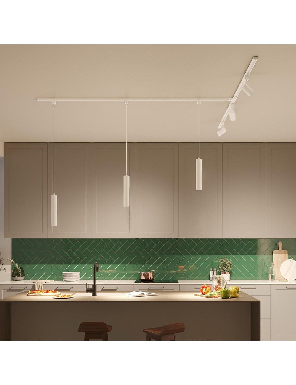 Lámpara easylink de techo, suspendida, paxie gu10, blanca, ø60 x 1550 mm