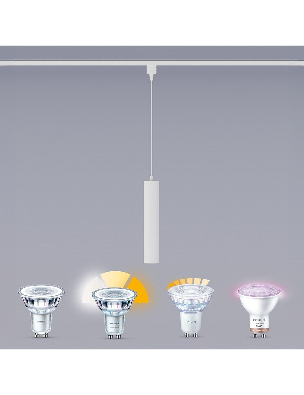 Lámpara easylink de techo, suspendida, paxie gu10, blanca, ø60 x 1550 mm