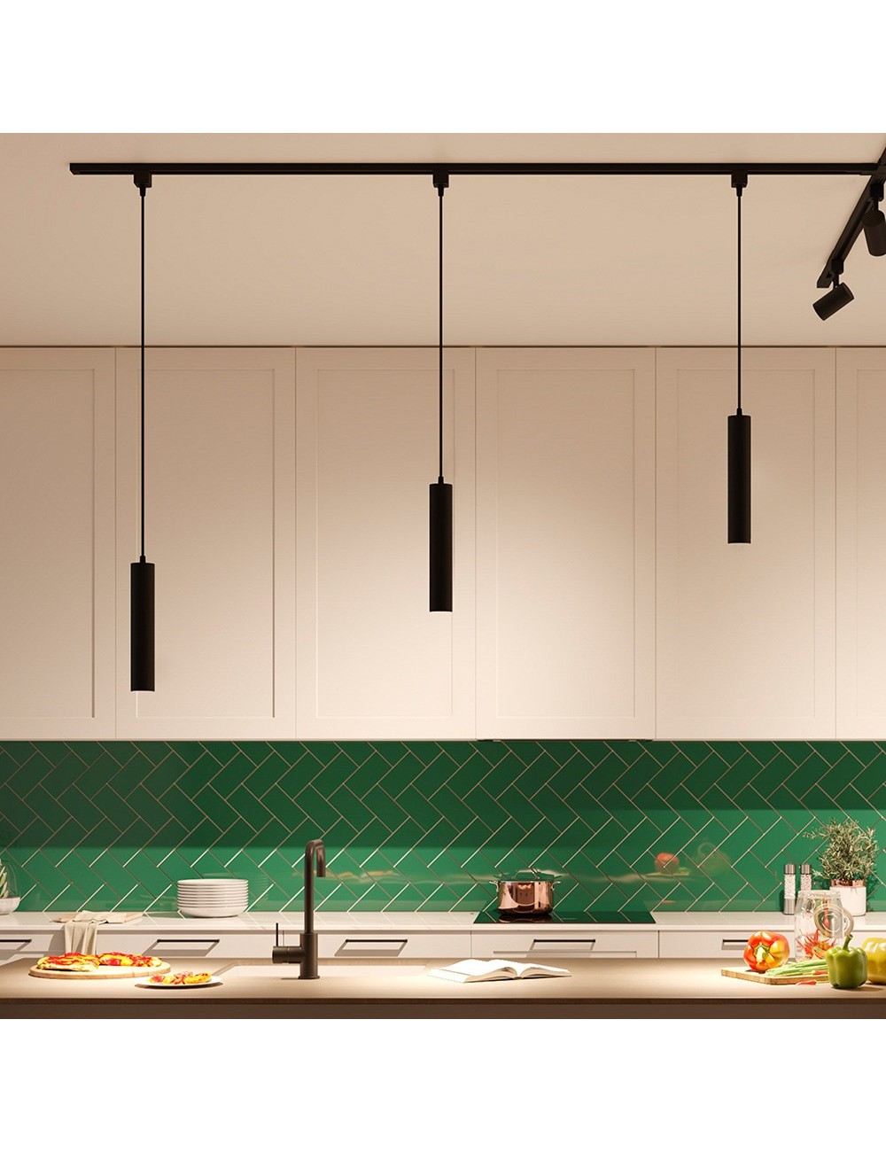 Riel de extensión easylink 1 m, con alimentación, negro