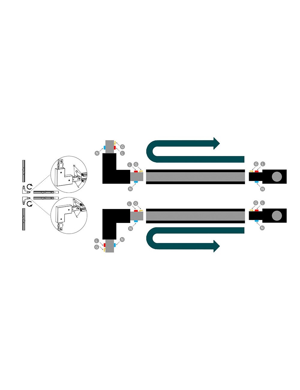 Conector en l sentido horario easylink, negro