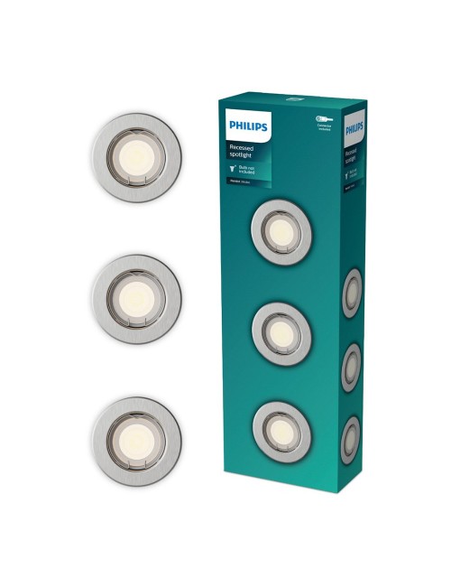 Aro empotrable redondo de metal, modelo peridot, fijo, gu10, níquel, ø8,3 cm, 3 uds