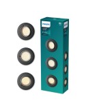 Aro empotrable redondo de metal, modelo peridot, basculante, gu10, negro, ø9 cm, 3 uds