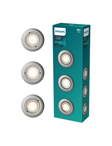 Aro empotrable redondo de metal, modelo peridot, basculante, gu10, níquel, ø9 cm, 3 uds