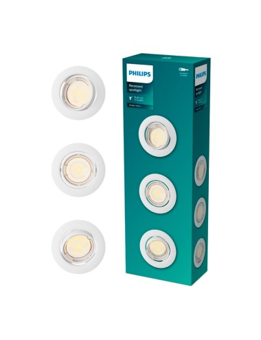 Aro empotrable redondo de metal, modelo peridot, basculante, gu10, blanco, ø9 cm, 3 uds