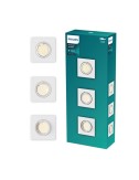 Aro empotrable cuadrado de metal, modelo peridot, basculante, gu10, blanco, 9 x 9 cm, 3 uds