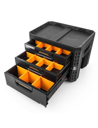 Caja de herramientas xl con tres cajones stachtech con cerradura, 53 x 40,5 x 39,5 cm