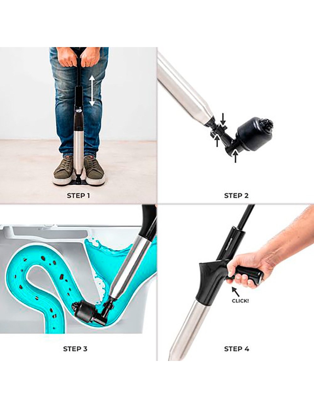 Desatascador de aire comprimido de alta presión con 7 accesorios