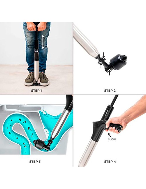 Desatascador de aire comprimido de alta presión con 7 accesorios