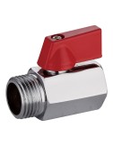Válvula esfera mini m-h ½ pulg con palanca roja