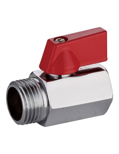 Válvula esfera mini m-h ½ pulg con palanca roja