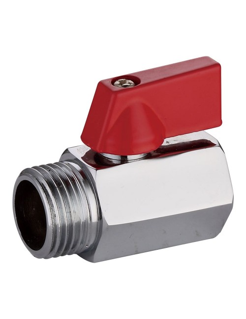 Válvula esfera mini m-h ½ pulg con palanca roja
