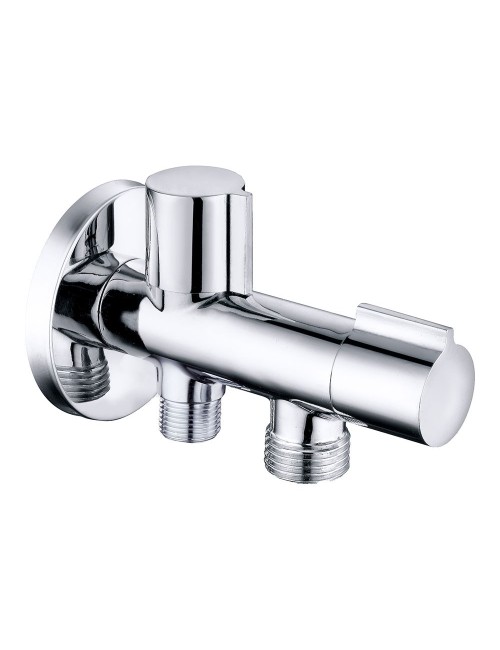 Válvula de escuadra doble ½ x ½ x 3/8 pulg, 114 x 67 mm