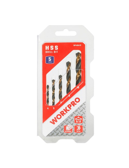 Brocas para metal hss4241 laminadas, juego 5 piezas, ø4,00 - ø10,00 mm