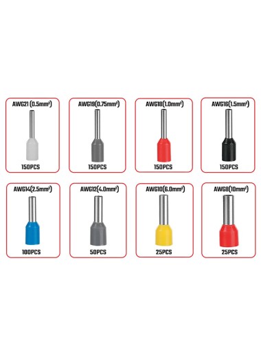 Caja punteras para cables, juego 800 piezas