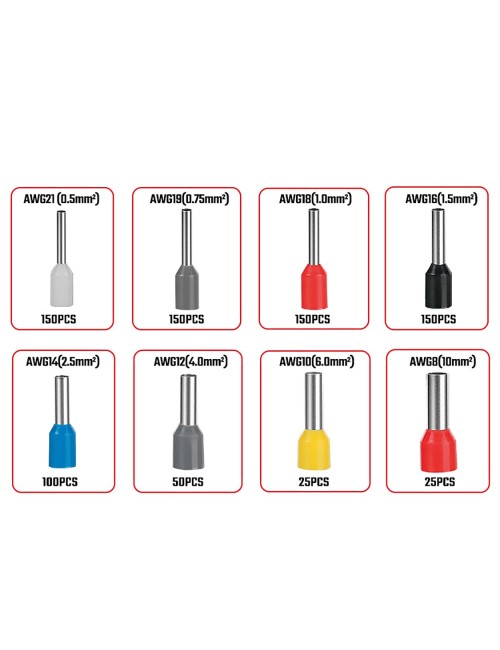 Caja punteras para cables, juego 800 piezas