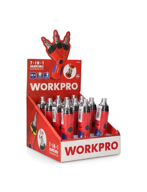 Destornillador de carraca, cabeza articulada, 7 en 1, 140 x 35 x 34 mm