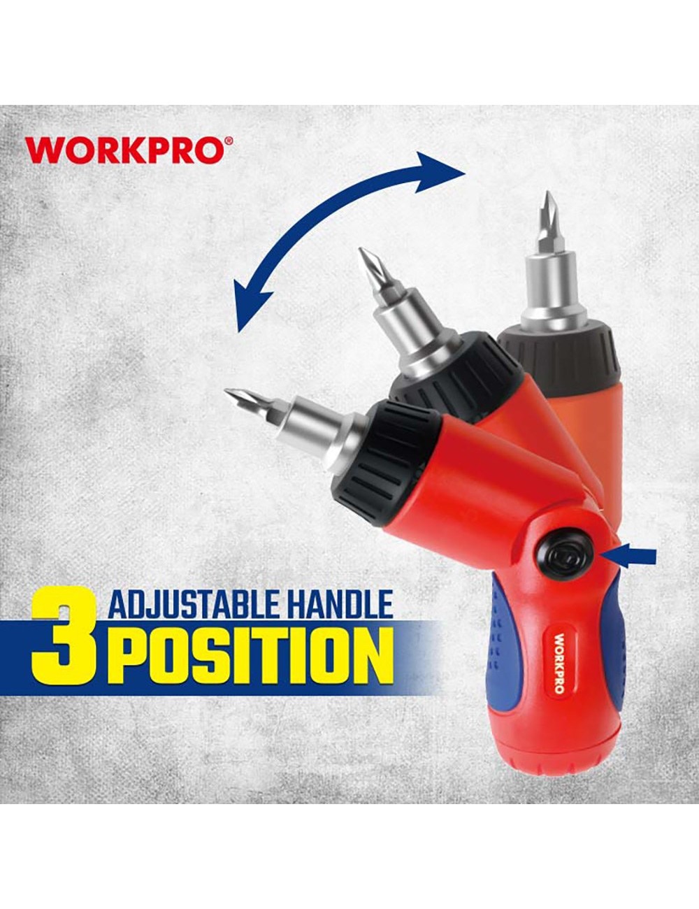 Destornillador de carraca, cabeza articulada, 7 en 1, 140 x 35 x 34 mm