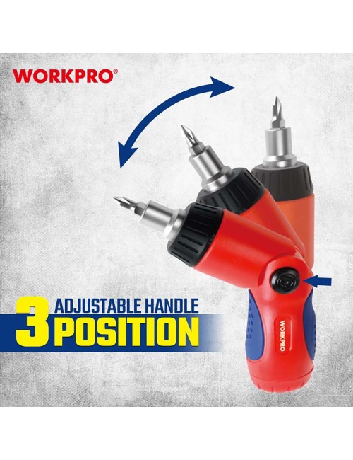 Destornillador de carraca, cabeza articulada, 7 en 1, 140 x 35 x 34 mm