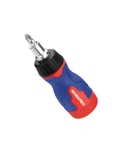 Destornillador corto de carraca, 8 en 1, 115 x 37 x 36,5 mm