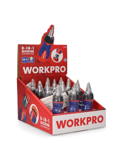 Destornillador corto de carraca, 8 en 1, 115 x 37 x 36,5 mm