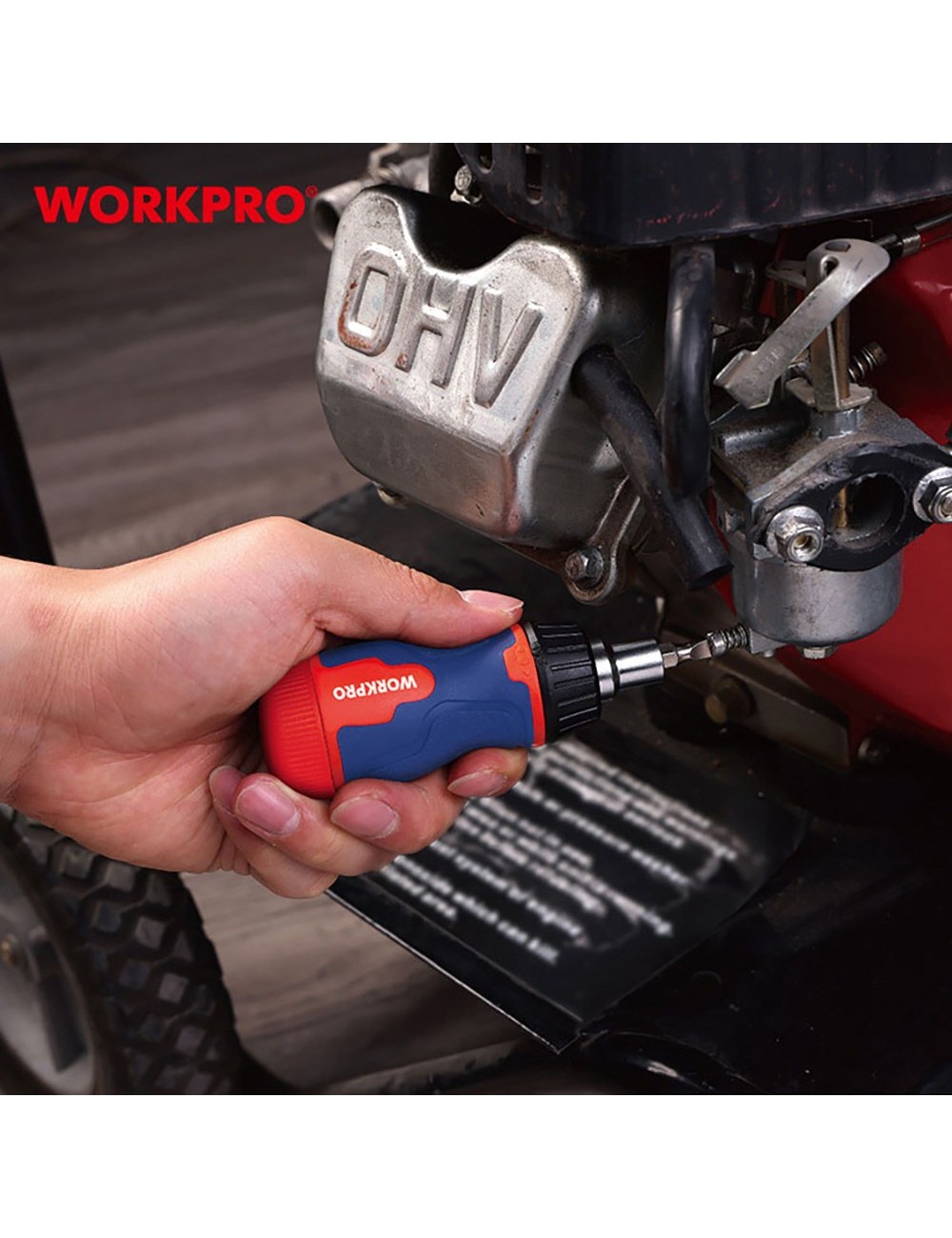 Destornillador corto de carraca, 8 en 1, 115 x 37 x 36,5 mm