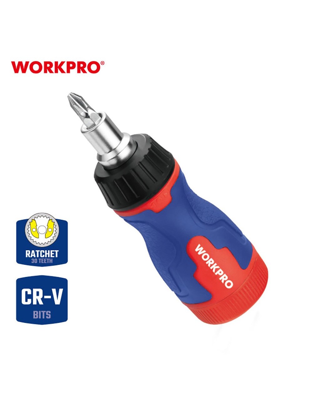 Destornillador corto de carraca, 8 en 1, 115 x 37 x 36,5 mm