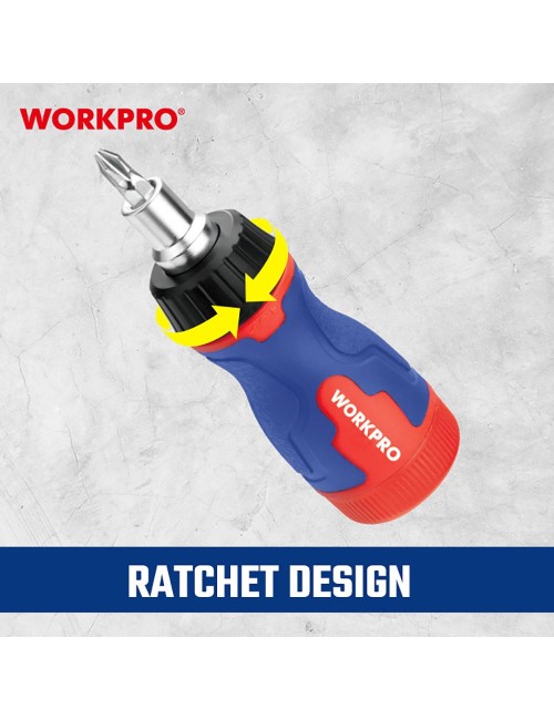 Destornillador corto de carraca, 8 en 1, 115 x 37 x 36,5 mm