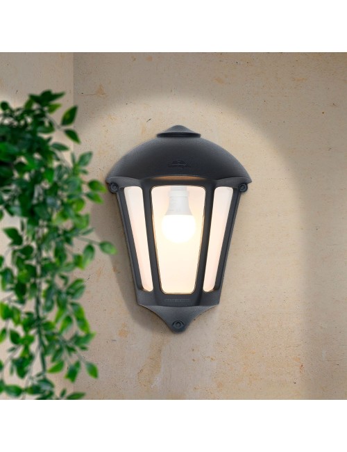 Farol de pared giulio, transparente, e27, negro, 265 x 135 x 375 mm