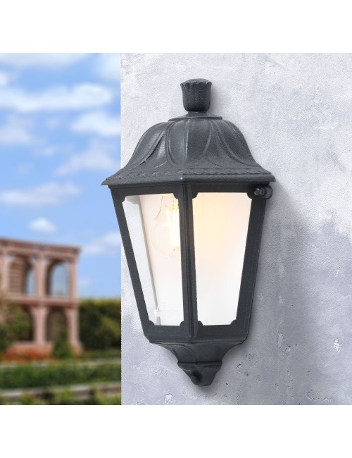 Farol de pared iesse, transparente, e27, negro, 220 x 105 x 350 mm