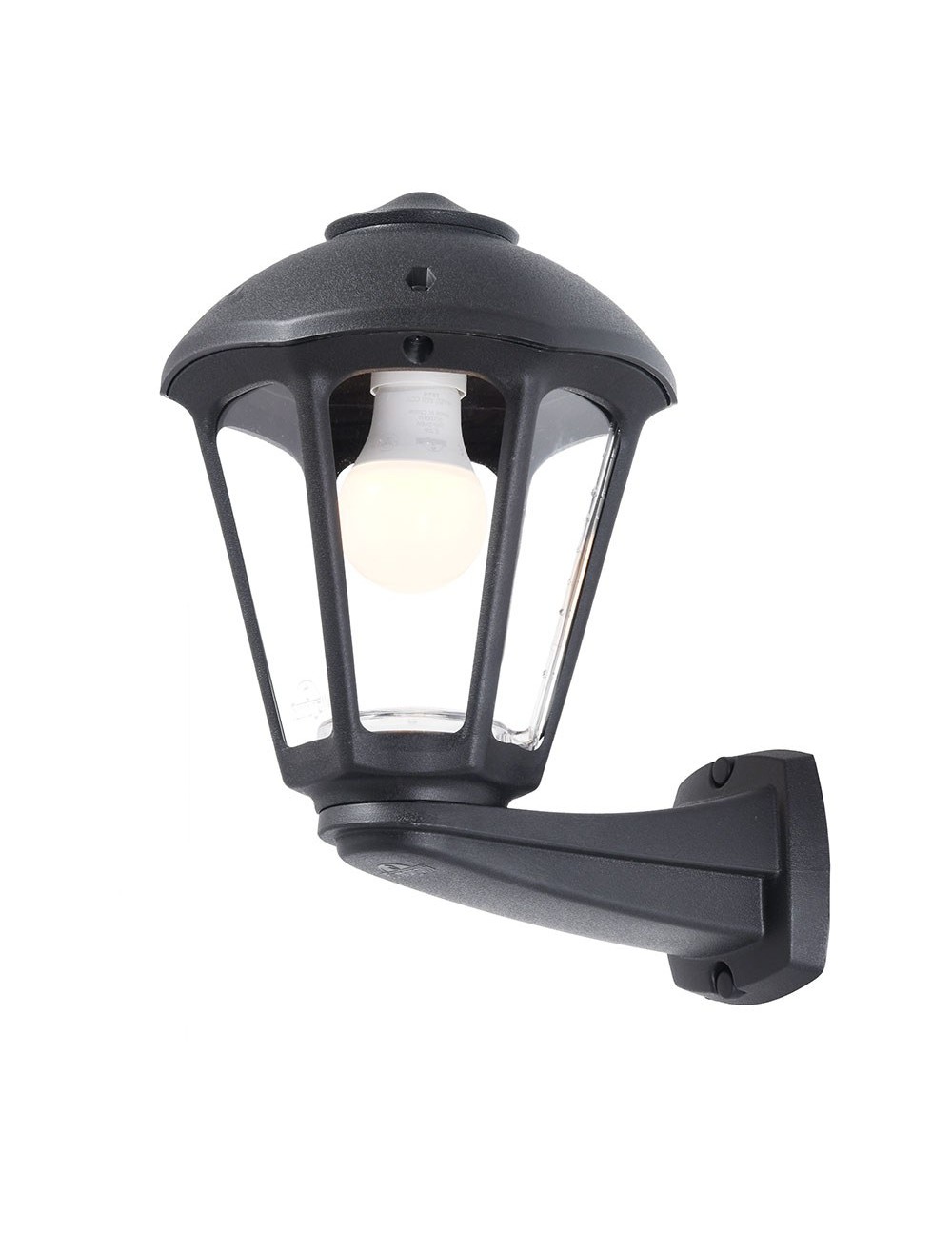 Farol pared con brazo nardo/giampy, transparente, e27, negro, 210 x 270 x 315 mm