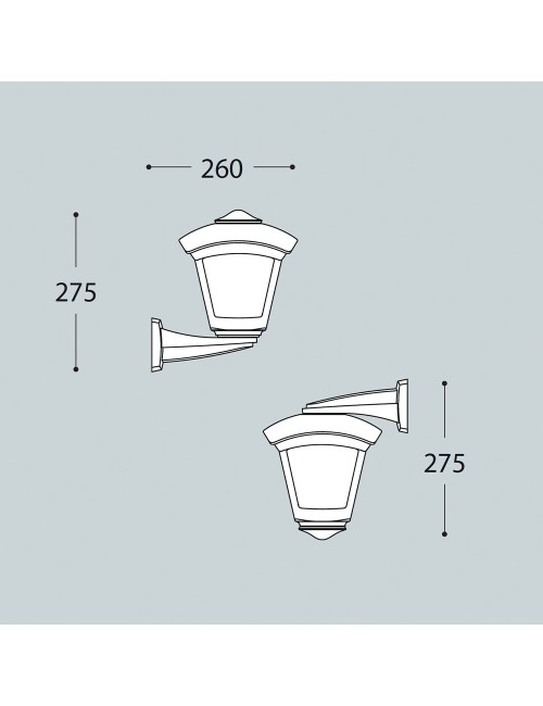 Farol pared con brazo nardo/giampy, transparente, e27, negro, 210 x 270 x 315 mm
