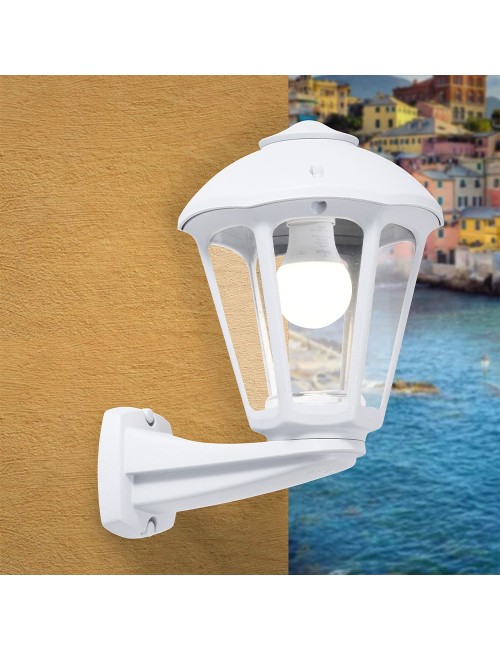 Farol pared con brazo nardo/giampy, transparente, e27, blanco, 210 x 270 x 315 mm