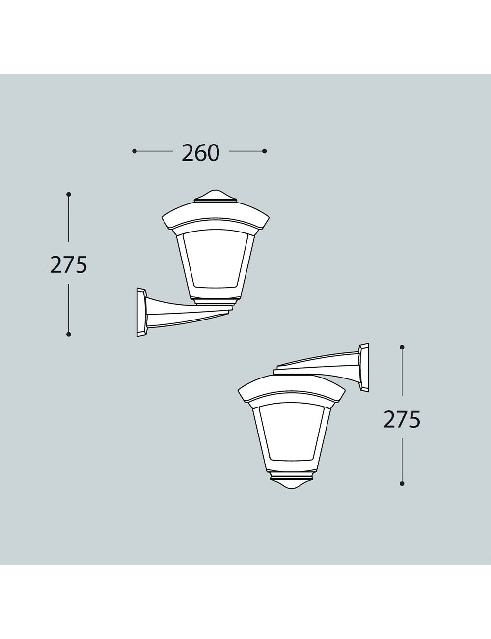 Farol pared con brazo nardo/giampy, transparente, e27, blanco, 210 x 270 x 315 mm