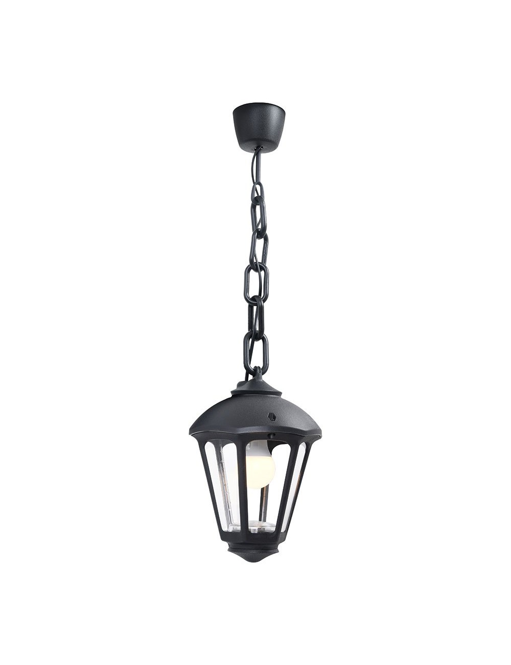 Farol techo con cadena sicar/giampy, transparente, e27, negro, ø210 x 750 mm