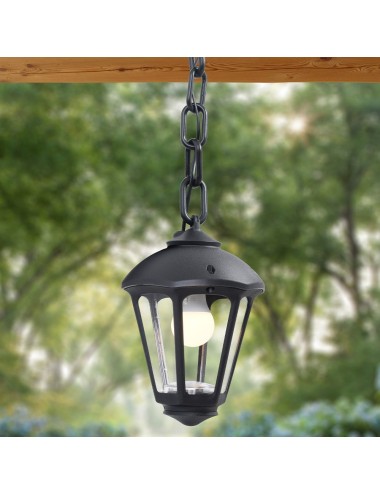 Farol techo con cadena sicar/giampy, transparente, e27, negro, ø210 x 750 mm