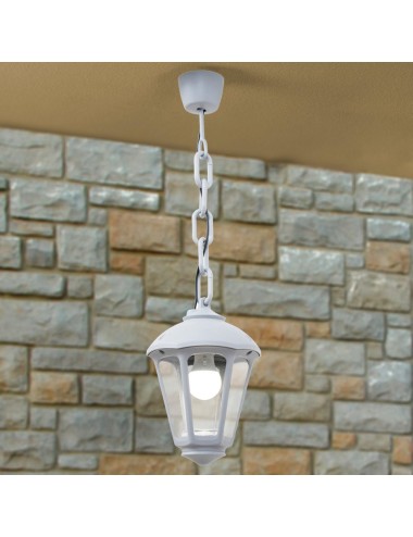 Farol techo con cadena sicar/giampy, transparente, e27, blanco, ø210 x 750 mm