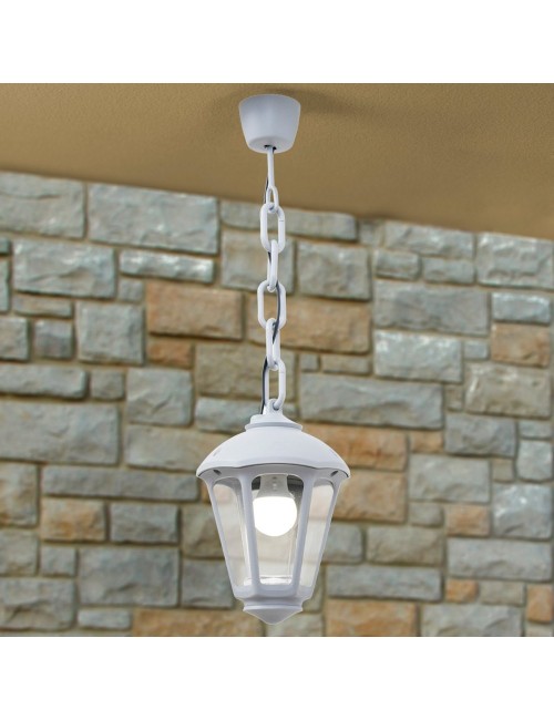 Farol techo con cadena sicar/giampy, transparente, e27, blanco, ø210 x 750 mm