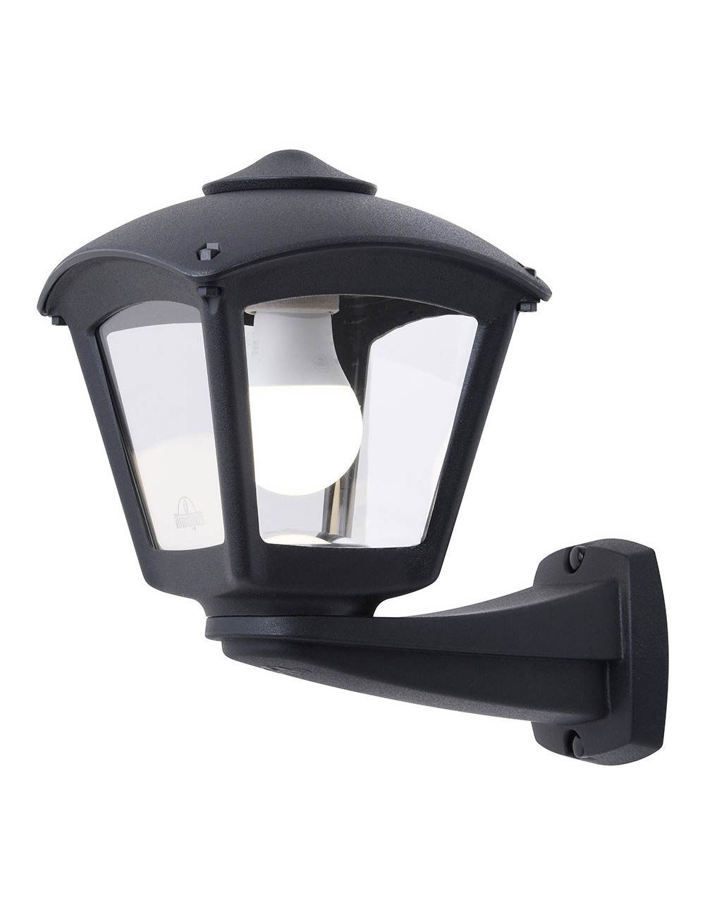 Farol pared con brazo nardo/roby, transparente, e27, negro, 195 x 260 x 275 mm