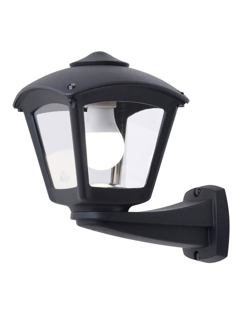 Farol pared con brazo nardo/roby, transparente, e27, negro, 195 x 260 x 275 mm