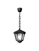 Farol techo con cadena sicar/roby, transparente, e27, negro, 195 x 195 x 700 mm