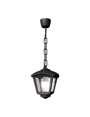 Farol techo con cadena sicar/roby, transparente, e27, negro, 195 x 195 x 700 mm