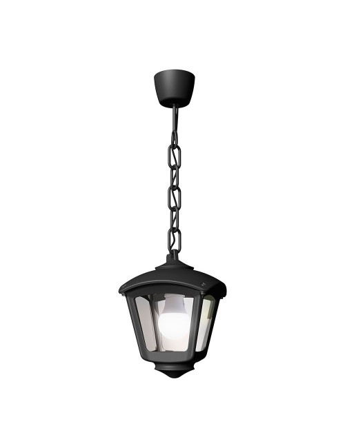 Farol techo con cadena sicar/roby, transparente, e27, negro, 195 x 195 x 700 mm