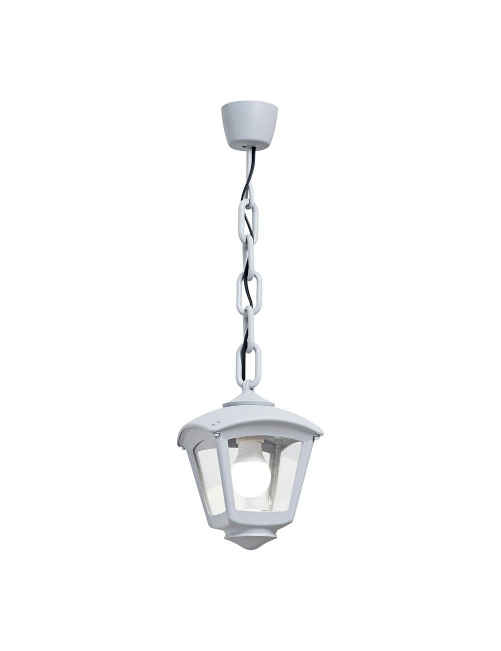 Farol techo con cadena sicar/roby, transparente, e27, blanco, 195 x 195 x 700 mm
