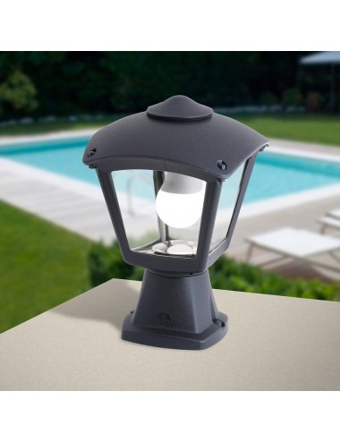 Farol sobremuro disma/roby, transparente, e27, negro, 195 x 195 x 290 mm