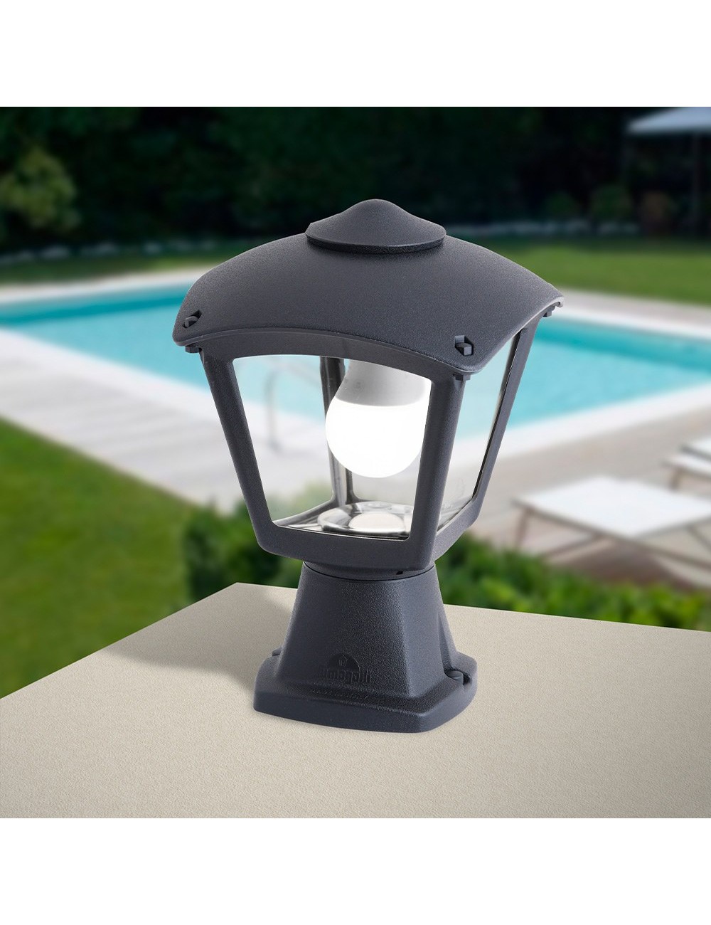 Farol sobremuro disma/roby, transparente, e27, negro, 195 x 195 x 290 mm