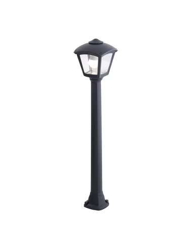 Farol baliza con poste giaffa/roby, transparente, e27, negro, 195 x 195 x 945 mm