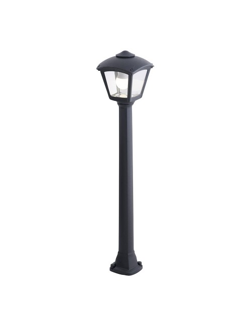 Farol baliza con poste giaffa/roby, transparente, e27, negro, 195 x 195 x 945 mm